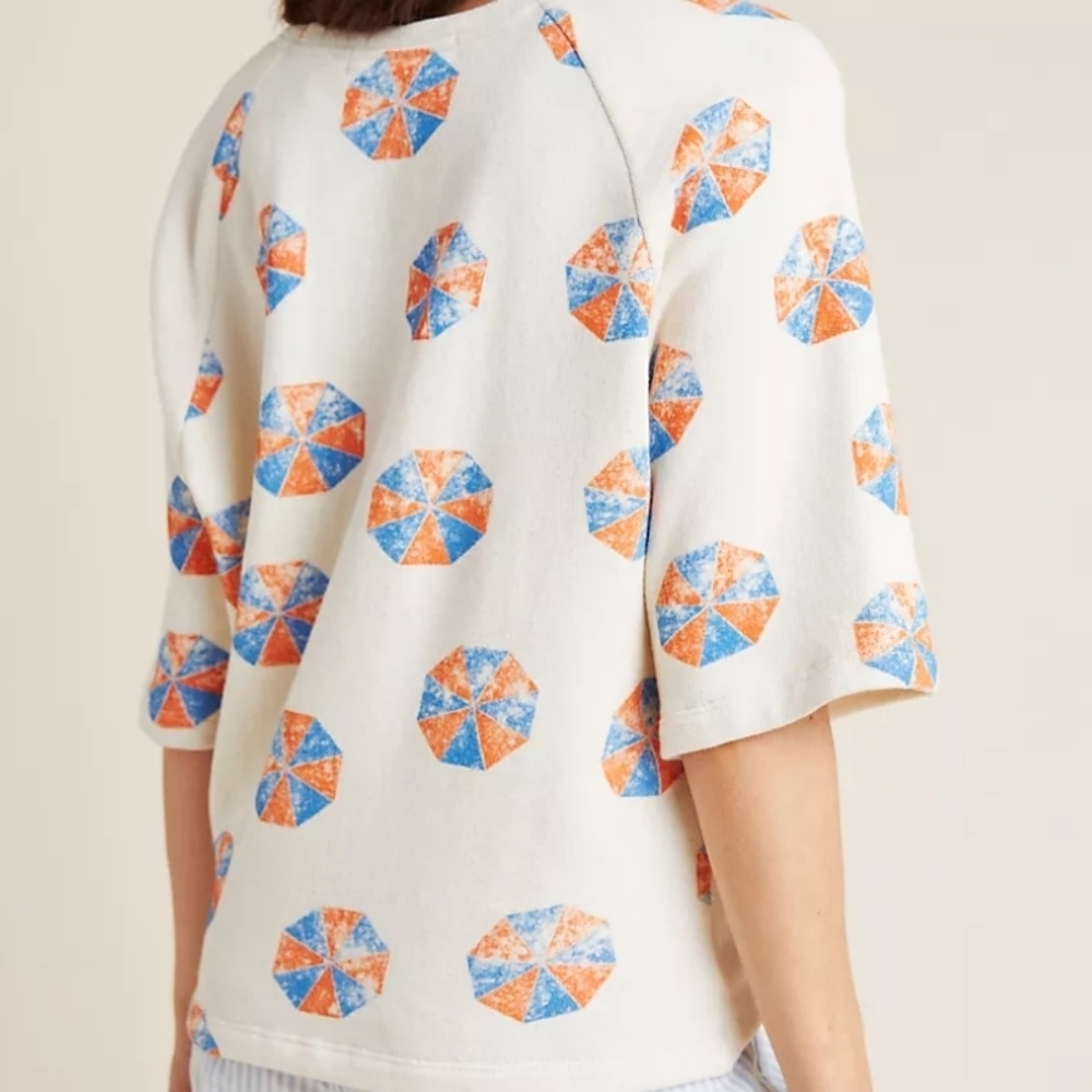 Anthropologie Eva Franco Beach Umbrella Pullover Casual Coquette Girl Top Size M - Picture 2 of 9